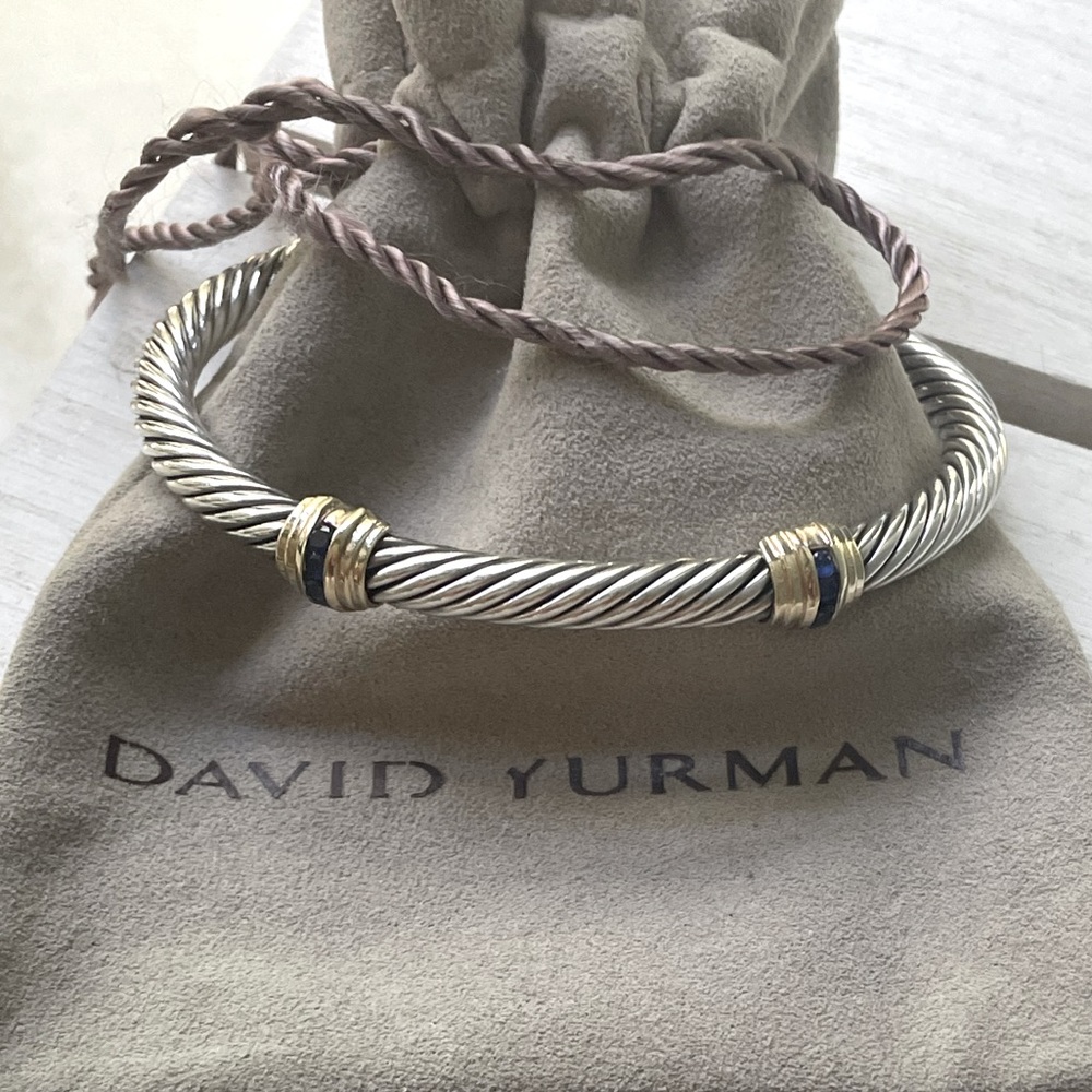 David Yurman Double Sapphire Cable Station Bracelet